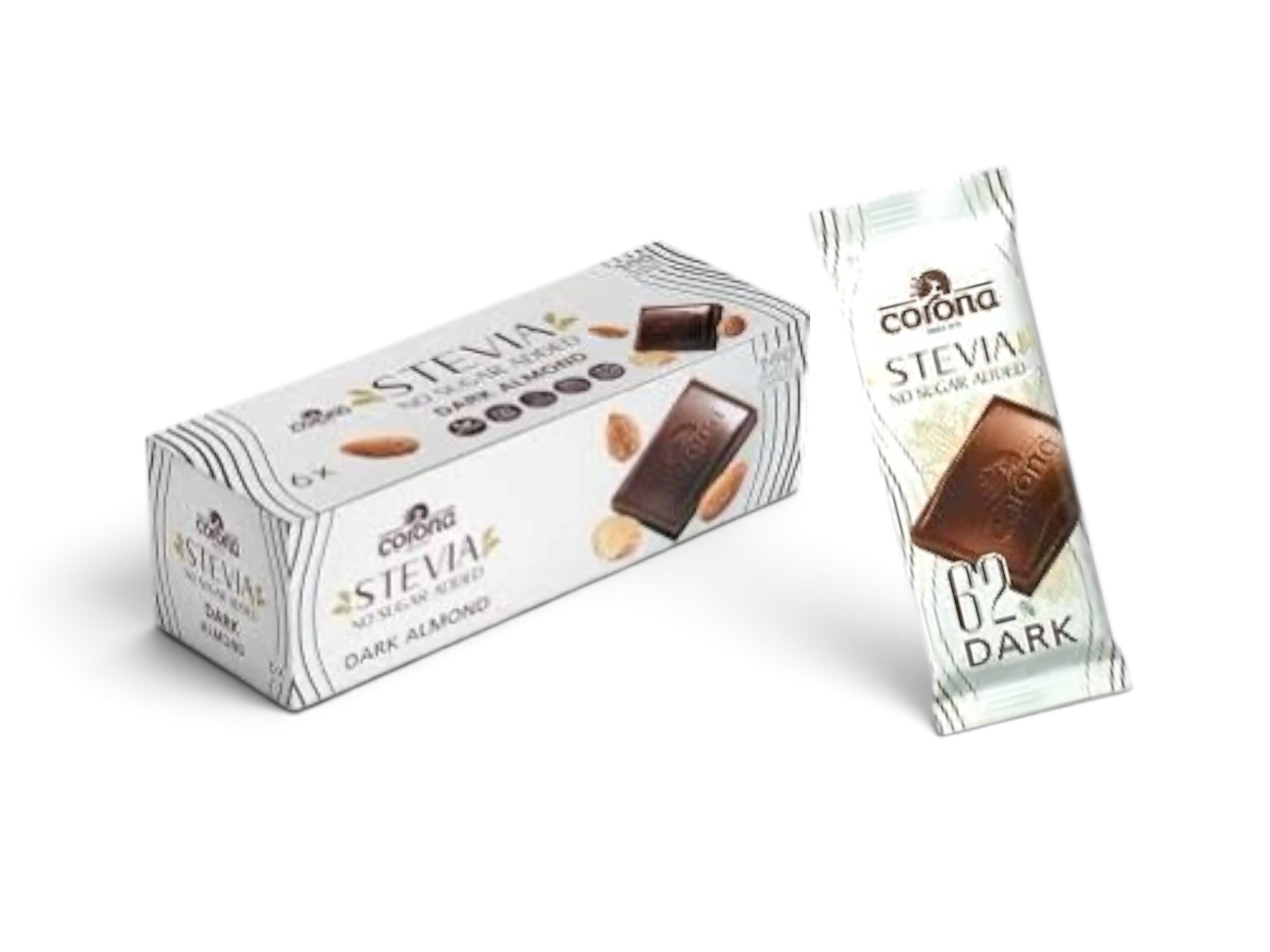 علبه ٦ قطع شوكولاته كورونا ٦٢٪‏ استيفيا