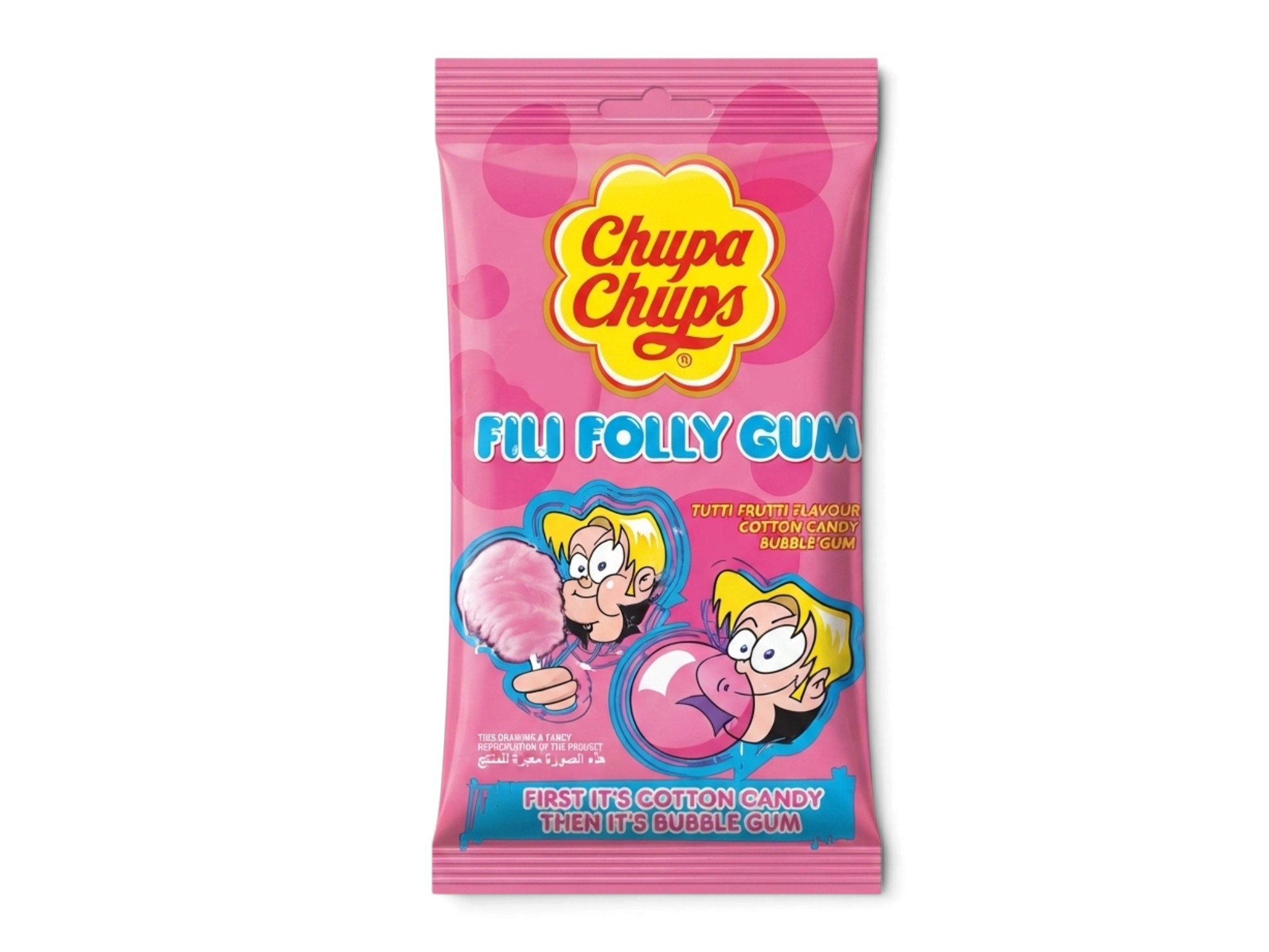 Chupa Chups Fruit-Flavored Cotton Candy and Bubble Gum 11g